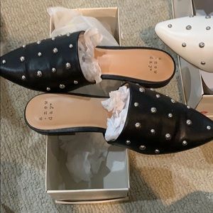 NWT black studded mules